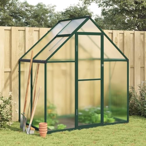 LAPOOH Gewächshaus mit Fundamentrahmen Grün 169x114x195 cm Aluminimum, Frühbeet, Tomatenhaus, Treibhaus, Greenhouse, Garten Zubehör - 4005823