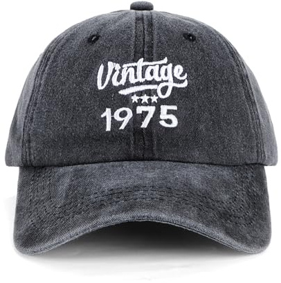NOEMIN Cadeaux d'anniversaire pour Homme, Papa, Grand-père, Cadeaux Amusants, Casquettes de Baseball Vintage UK, Noir-1975-50th