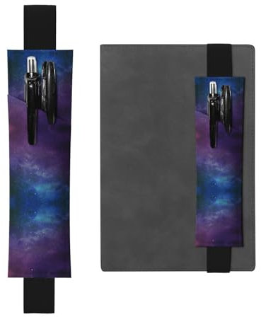 Universum mit Sternen und Galaxie, interstellarer Druck, verstellbares Gummiband, Stifthalter, PU-Leder, Stifteetui für Hardcover-Tagebücher, Notizbücher