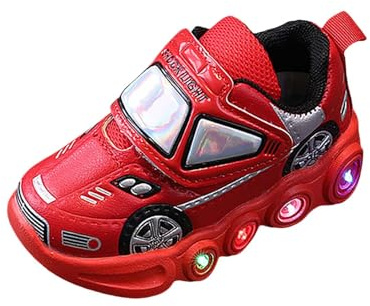 SRTUMEY Scarpe da ginnastica per bambini con luci a LED lampeggianti, lucide e luminose, per bambini, Rosso, 22 EU