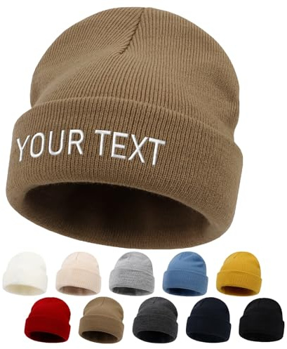 papasgix Personalisierte Mütze Herren Damen Kinder Baby mit Wunschtext Strickmütze Herbst Winter Beanie Mütze Personalisiert Bestickte Geschenk