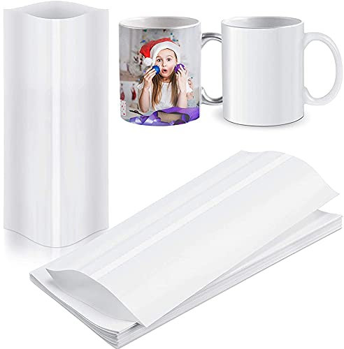 Swiixxer 70 StüCke Sublimation Schrumpf Folie 5X10 WäRme üBertragung Schrumpf Folie Schrumpf Folie Beutel WeißE Schrumpf Folien BäNder für Becher