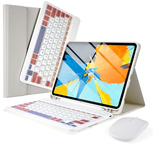 LAMA Funda con teclado inteligente con mouse para iPad Air de 11 pulgadas (M3 2025 / M2 2024) y iPad Pro de 11 pulgadas (4ª/3ª/2ª/1ª generación), funda de teclado inalámbrico con soporte para lápices