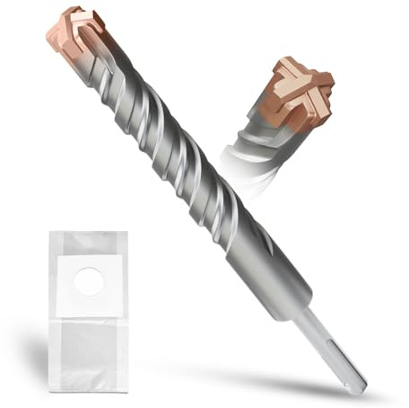 METOTY SDS Plus Drill Bit 25 mm x 210 mm, with 4 Carbide Cutting Edges, Head with Coating, Masonry Drill, Hammer Drill, Concrete Drill, for Stone, Concrete, Natural Stone, Brick Wall
