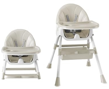 Homewell Trona plegable multifuncional 6 en 1, trona ajustable con balancín, mecedora y silla de comedor, altura regulable, plegable, cinturón de seguridad de 5 puntos, asiento de poliuretano