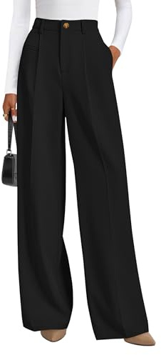 PRETTYGARDEN Womens Wide Leg Dress Pants 2026 Business Casual Flowy Work Palazzo Pants High Waisted Slacks Trousers (Black,Large)