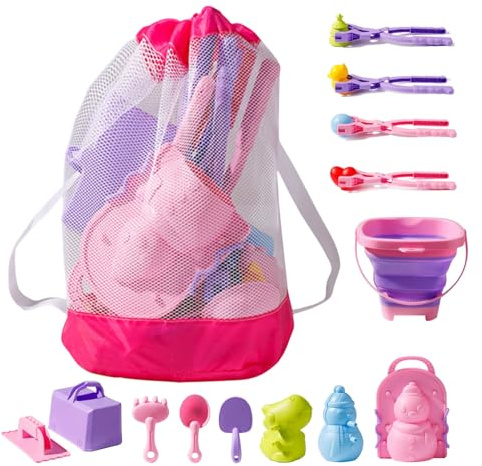 Rrlihjgu Sand Toy Set – Sand Box Toys with Foldable Bucket and Net Bag – Fun Outdoor Game for 2 Years, Summer, Garden, Holidays