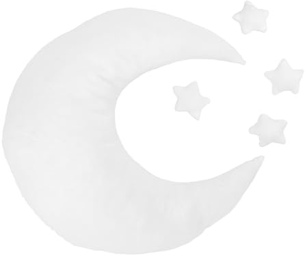 Neugeborenen Fotografie Posierkissen Stern und Mond aus Samt | Weißes Satz, Polyesterfüllung, Weich und Hautfreundlich, für Zuhause und Professionelles Studio