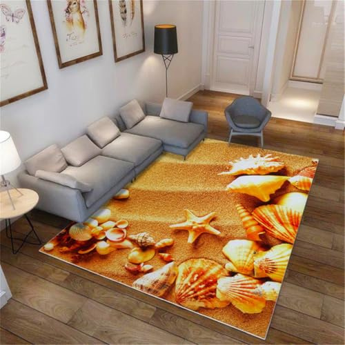 RUGMRZ Weihnachtsteppich 180X280Cm Gewebter Teppich Gelb Tepich In Wohnzimmer Flickenteppich Waschbar Hellunterwasserlandschaft Muster Schlafzimmer Aquarium