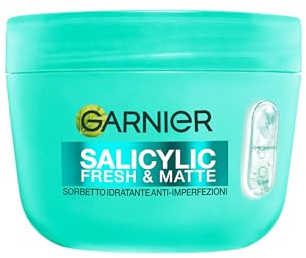 Garnier Salicylic Fresh and Matte, Crema Sorbetto Idratante Anti-imperfezioni, Per Pelli Miste e Grasse, Texture Fresca e Ultra Leggera, Formula Vegana, Con Acido Salicilico, 85 ml