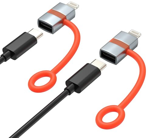 HOYULLI Adaptador USB C hembra a Lightning macho (paquete de 2) para iPhone 14, 13, 12, 13, 12 Pro Max, iluminación, tipo C, adaptador convertidor, adaptador de carga, conector de carga para iPad tipo