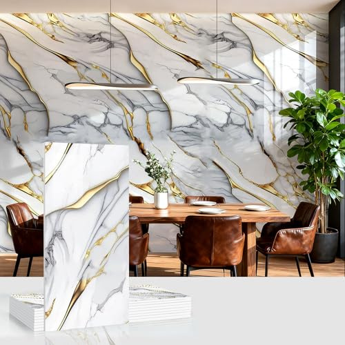 ByteRunning Marbre Carrelage Adhesif Mural Panneau,Imperméable en PVC Autocollants en Tuile Stickers,Autocollants muraux Imitation Carreaux,Dalle De Plafond,LéGer Et Installer Facile,pour Cuisine