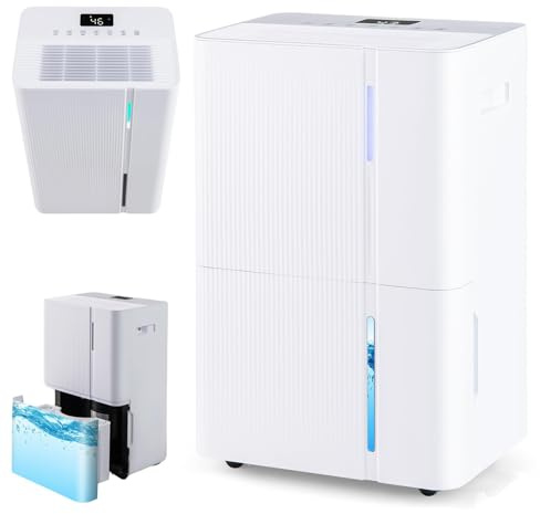 RELAX4LIFE Deumidificatore Casa Portatile ad Alta Efficienza 40L/G, Silenzioso con Modalità Sleep, Pannello Touch, Indicatore LED Tricolore, Serbatoio, Drenaggio Continuo