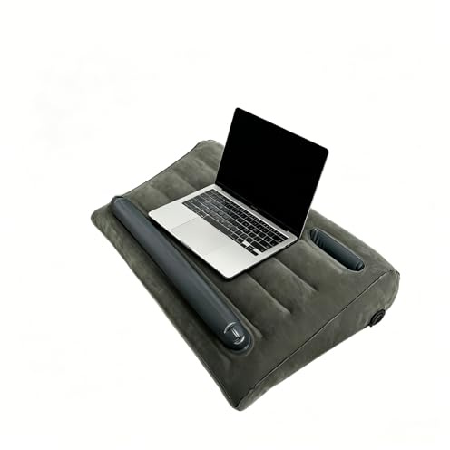 NAQAOI Multifunktionellt uppblåsbart laptopbord, ergonomiskt knäskrivbord för säng och soffa, uppblåsbart laptopstativ, bärbar resekudde för arbete och camping