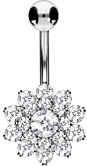 PIERCINGLINE Bauchnabelpiercing Titan | Blume 925er Silber | Piercing Bananabell Banane | Farbauswahl