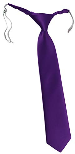 TigerTie Cravate unie pour enfant - Prénouée avec élastique. - Violet - Taille Unique