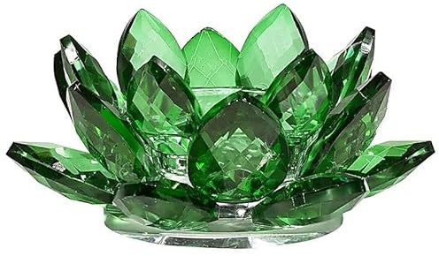 Teelichthalter Lotus Kristallglas grün - 4.5x11 cm