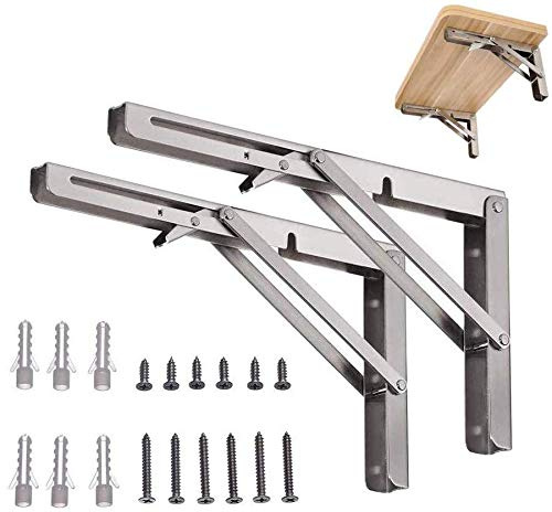 2x 400mm Klappkonsole Schwerlast, 150kg, Edelstahl – für Wandtisch | Klapptisch Halterung Wandklapptisch Beschlag Schwerlast Scharnier Arbeitsplatte Halterung