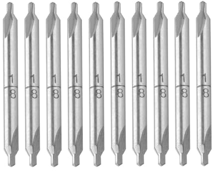 Utoolmart 10 Pcs Center Drill Lathe Bit Mill Tool, Combined Drills Plain Type Imperial, 1/8-inch Combined Countersinks Drills Set Tool, HSS-6542