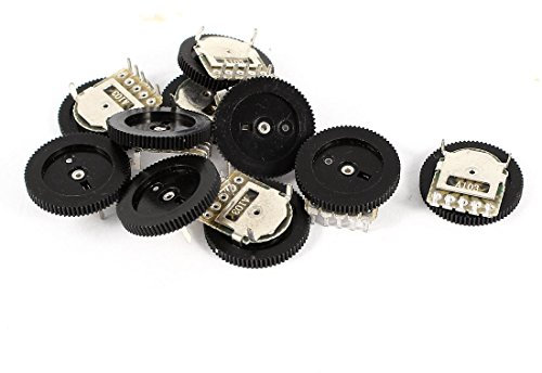 Aexit 10 Stücke 16mm Durchmesser Volumen A10K 10K Ohm 90 Grad 5 Terminals Radio 2-Kanal Stereo Dial Doppelrad Duplex Potentiometer (105b8323e1b0c5204833eee4c1fc8e3d)