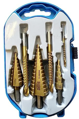 Stufenbohrer-Satz 6-tlg. TITAN Kegelbohrer HSS-TIN Schäl-Bohrer Senker Set