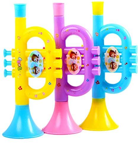 JTLB Clown Trompete Kindertrompete aus Kunststoff, Spielzeugtrompete Kinder Trompete Spielzeug Blasinstrument zum Lernen und Üben Musikinstrument Kinder