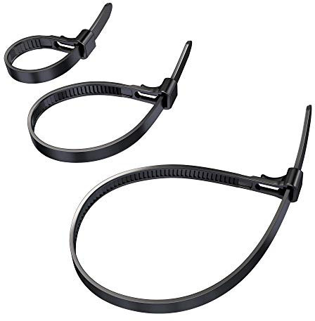 Cable Ties Reusable with Extra high tensile Strength – (Black Cable Ties Reusable for Heavy Duty and Sustainable Usage, Flexible Cable Management) – 3x40 Pieces, 100, 150, 200mm x 7.4mm KabelDirekt