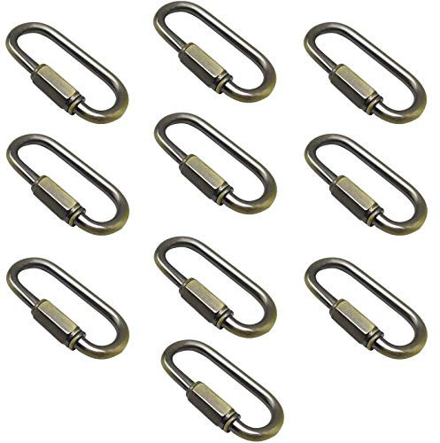 ECUDIS 10 Stück robuste D-Form Kettenverriegelung M6 6 mm Kette Schnellverbinder Antik-Messing