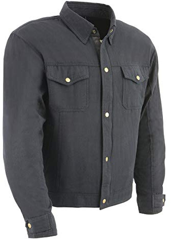 Milwaukee Leather MPM1623 Men's Black Denim Armored Biker Shirt with Reinforced Fibers (Large)