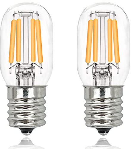 YBEK E17 LED Bulb Under Microwave Oven Light, Over Stove Lights,Refrigerator 8206232A Replacement 2W(25W Incandescent Bulb Equivalent) Non-Dimmable Warm White 2Pack