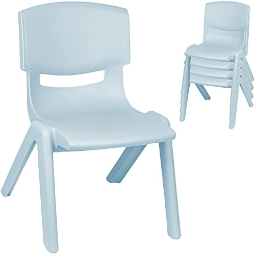 alles-meine.de GmbH 4 Stück - Kinderstühle/Stühle Farbe wählbar blau/eisblau - Pastell - Plastik - bis 100 kg belastbar/kippsicher - für INNEN & AUßEN - 0-99 Jahre - ..