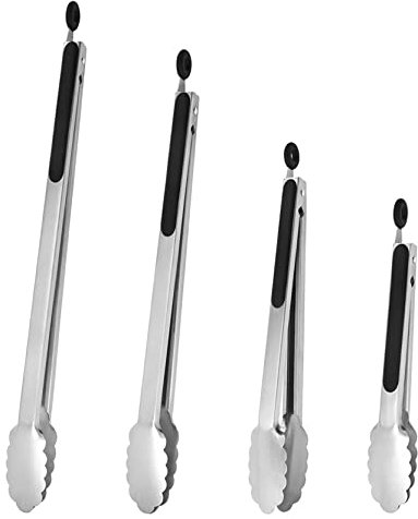 UPTALY 4 pinzas para parrilla (45cm/40cm/34cm/26cm), pinzas para barbacoa de acero inoxidable extra largas, pinzas para alimentos de gran tamaño, pinzas para carne espesada, pinzas con mango largo