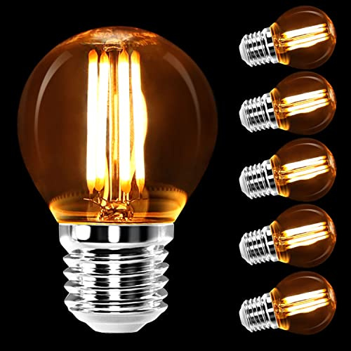 Aigostar E27 Screw Bulb GLS, 4W E27 Led Filament Bulb 400LM 2200K, Small Vintage Light Globe 35W Equivalent, Energy Saving, Warm White 5 Pack