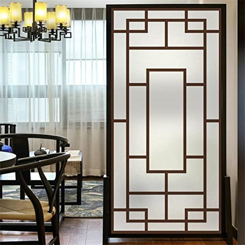 Selbsthaftend blickdicht sichtschutz folie,Statische 3D-Buntglas fensterfolie,geometrische Quadrate ,Statisch haftend anti-UV zum dekorieren von küche, wohnzimmer, esszimmer usw 75x200cm