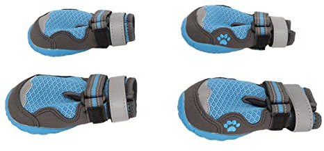 Pet Paw Protector 4-Piece Atmungsaktive und rutschfeste Abriebfeste Hundeschuhe mit Reflektierenden Streifen Zum Wandern (Geben Sie 6 EIN)