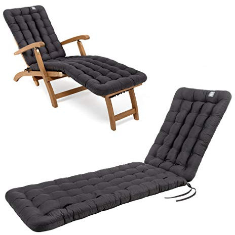 HAVE A SEAT Living - Auflage für Deckchair 180x50 cm - Bequeme Liegestuhl Auflage, 8 cm Dick - Waschbar bis 95°C, Orthopädisch, Wetterfest - Made in Germany (180x50 cm, Grau/Anthrazit)