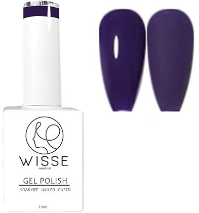 Wisse Make up Gel Nail Polish, UV/LED Soak-Off Nail Art Manicure Pedicure for Professional, Salon & Home Use - Long Lasting & Easy to Apply, 30 Colours - Dark Purple