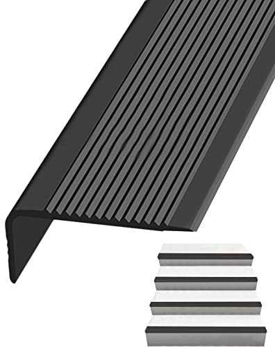 Winkelprofil Eckenschutz Selbstklebend Treppenkantenprofil Anti-Rutsch Treppenkante Treppen-Kantenprofil PVC Kunststoff Antirutsch-Profil, Breite 3 X 7 Cm/1,18 X 2,75 Zoll ( Color : Nero , Size : L 1m