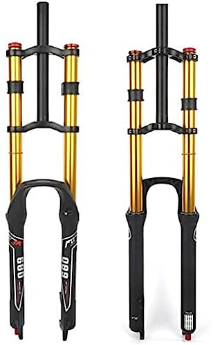 26/27.5/29 Inch Mountain Bike Suspension Downhill Rebound Adjust Mountain Bike Air Fork 130 mm Travel Double Crown Straight Front Fork QR Manual Lock B, 27.5 Inches