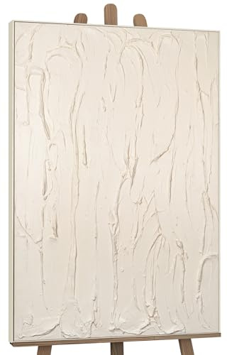 YS-Art Tableau Blanc Peint à la Main pour Entrée