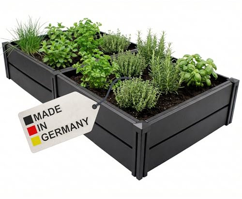 NYVI Hochbeet NYVIGreen L 158x82x31cm 336 Liter - Kunststoff Kräuterbeet für Garten, Terrasse, Balkon - Wetterfest, UV-resistent, Rostfrei, Langlebig - Einfache Steckmontage & Erweiterbarkeit