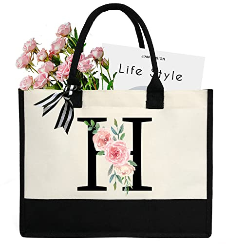sundee Personalisierte Strandtasche aus Segeltuch mit Innentasche mit Reißverschluss, monogrammierte Geschenktasche für Hochzeit, Geburtstag, Urlaub