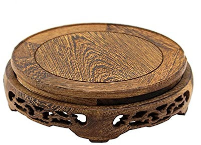 Plant Stand Vase Display Stands Wood Style Round Veneer Vase Base For Vase Lamp Teapot, Home Decoration Display Stand Buddha Statue Teapot Base 3 Different Sizes Teapot Vase Bonsai Base (Size : Large