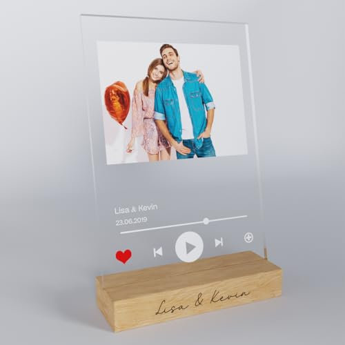 Bl4ckPrint Song Cover Spotify Glas Foto aus Acrylglas - personalisiertes, mit Name - Geschenk mit Bild im Spotify Musik Cover Design - Fotogeschenke für Sie & Ihn - Musikbild