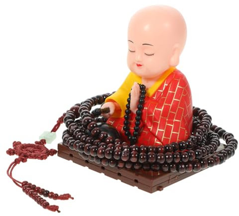 Warmhm Monk Ornament Figur Für Auto Kleine Buddha Statue Mit Buddha Beads Resin Dashboard Dekoration Zen Stil Für Innenraum Praktisch Und Stilvoll