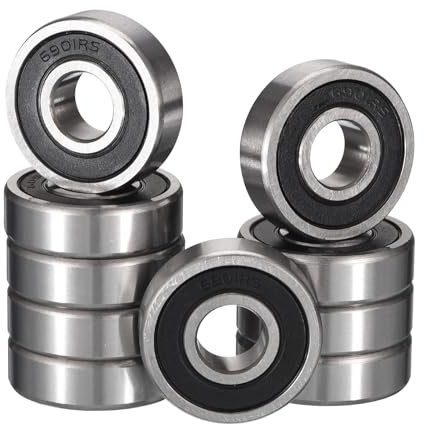 HiPicco 6901-2RS Deep Groove Bearings, ID 12mm x OD 24mm x Width 6mm Double Rubber Sealed Ball Bearings, Pre-Lubricated (GCr15) Chrome Steel 10pcs