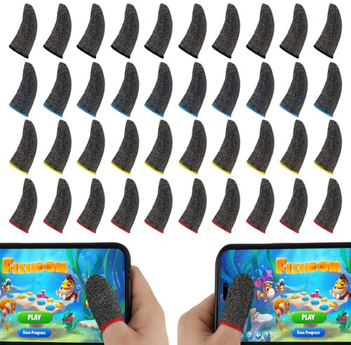 Tyqour Lot de 40 Manchons de Doigt de Jeu Respirants pour Jeux PUBG, Manchons de Doigt de Jeu pour écran Tactile, Couverture de Pouce, Jeu Mobile, Fingerling pour Hommes et Femmes