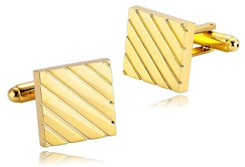 Dsnyu Manschettenknöpfe Gold, Manchettenknoepfe Set Herren Quadrat Edelstahl Hemd Anzug Schmuck für Geburtstag Hochzeit