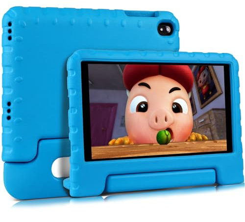 Tablette 8 Pouces Android Tablette avec Sufficient RAM + ROM(Up to Expandable),Très Longue Enduranceavec GMS Certified,WiFi, Bluetooth, avec Double Caméra Écran FHD Tablettes avec Étui Anti-Chute-Bleu