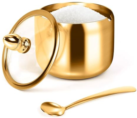 Oikabio Contenedor de azúcar con tapa y cuchara para estación de café, accesorios de cocina, almacenamiento para sal